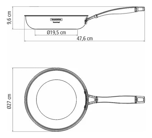 Frigideira Tramontina Grano 62155260 em Aço Inox com Corpo Triplo e Cabo 26 cm 2,2 Litros Prata