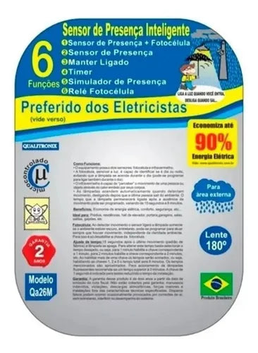 Sensor Presença Iluminação Externo Qualitronix Qa26 180