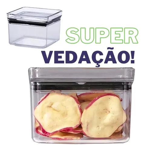 Pote Hermético Lumini Quadrado Alimentos Empilhável 480ml Cor Transparente
