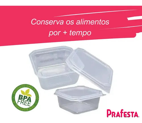 Pote Descartável 150ml Quadrado Com Tampa C/ 40 Unidades Cor Tranparente