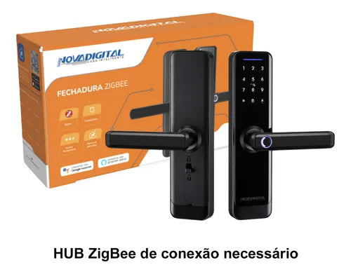 Fechadura Inteligente Digital Novadigital Zigbee Tuya Smart Life Alexa Zsl-06 Preto - HUB ZigBee Necessário