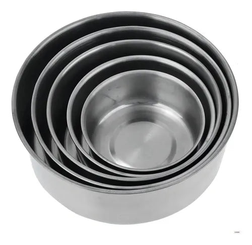 Jogo 5 Pote Tigela Inox Alumínio Com Tampa Hermético Redondo