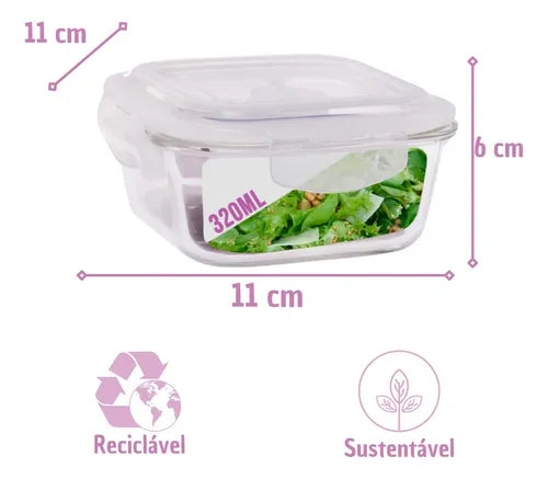 Pote Pequeno Para Mantimento 320ml Vidro Tampa Não Vaza 8un