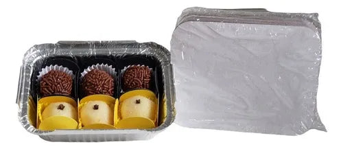 Marmitex Aluminio Retangular 220ml Marmitinha C/100 Unidades Cor Alumínio