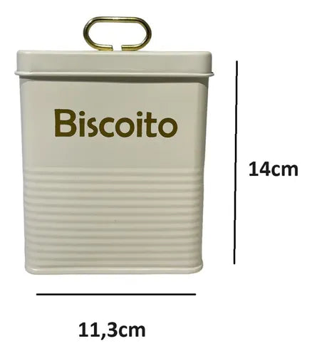 Pote De Lata Hermético Biscoitos Vintage 1 Litro