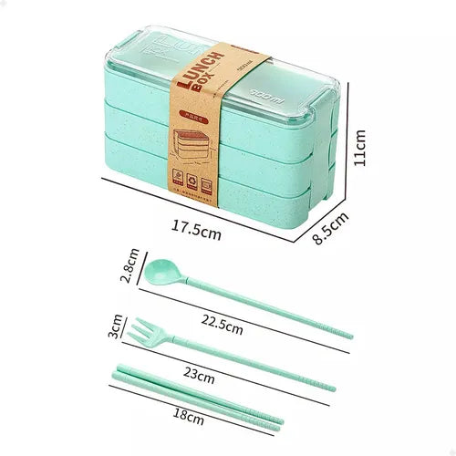 Marmita Fitness Lunch Box 900ml 3 Divisórias Cor Azul