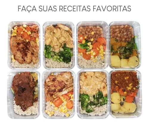 Kit 25 Marmita Fit Reutilizável Com Travas Microondas Congelador Cor Transparente modelo Smart Armazenador