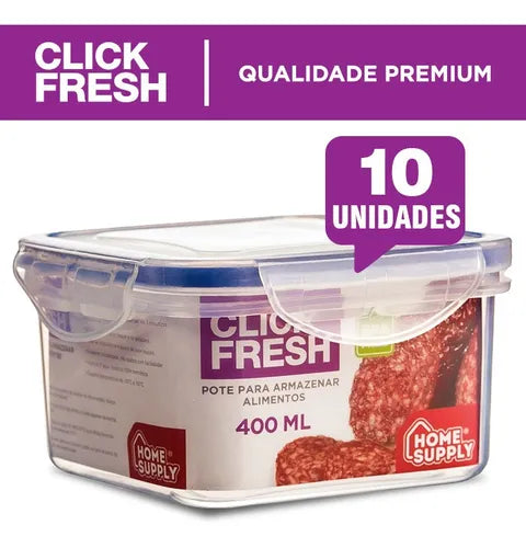 Conjunto Com 10 Potes Herméticos Alta Qualidade Click Fresh Cor Transparente