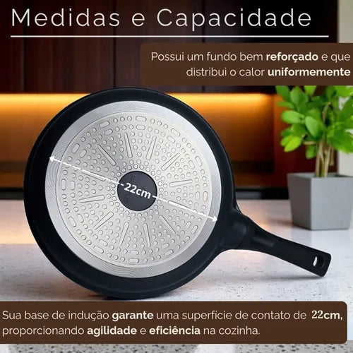 Frigideira Antiaderente Cerâmica 28cm Com Tampa Compatível Com Fogão A Gás E Indução Aristus - Preto-vermelho