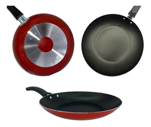 Conjunto De Frigideira 3 Pçs Antiaderente Techflon Nacional Cor Cereja