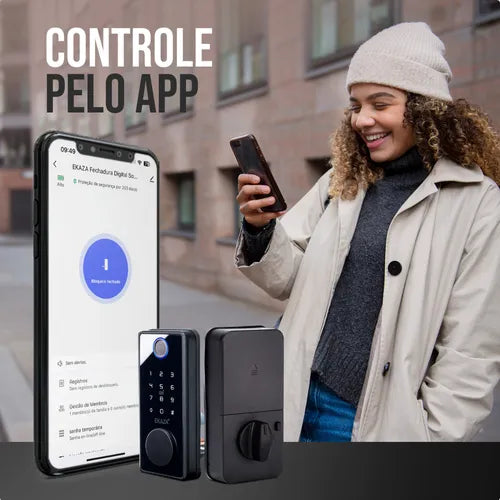 Fechadura Digital Ekaza Wifi Biométrica Sem Maçaneta Senha