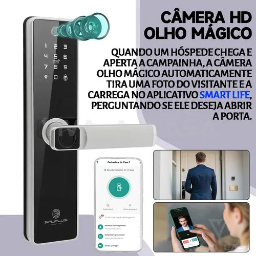 Fechadura Digital Eletronica C/ Câmera Senha Biométrica Wifi