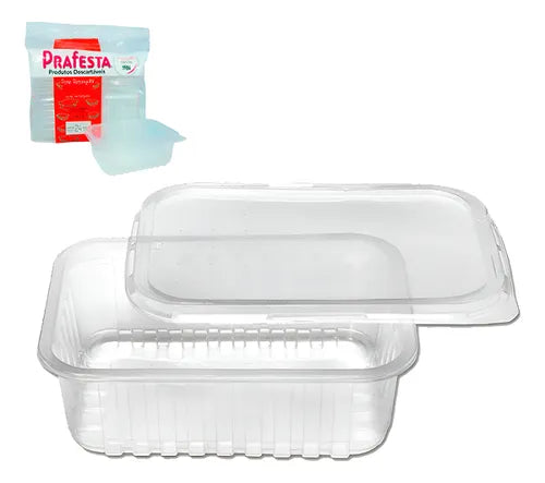 Pote Descartável 500ml Tampa Marmita Freezer Microondas 48un