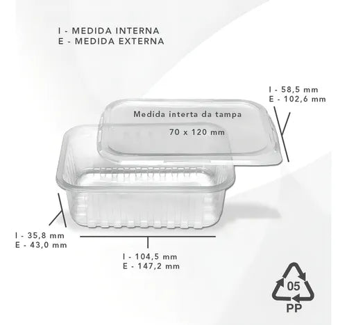 Pote Retangular 250ml Transparente 144 Unidades - Prafesta