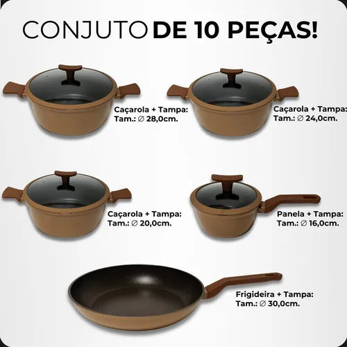 Jogo De Panelas Completo Antiaderente Cerâmica 20 Peças