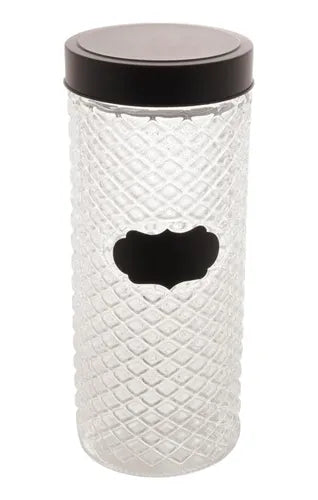 Pote Wolff De Vidro Preta Label 11cm X 28cm