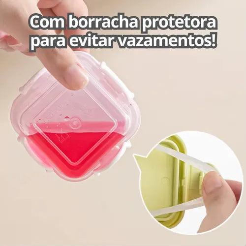 4 Mini Potinhos Potes Frutas Papinhas Grãos Lanche Com Trava