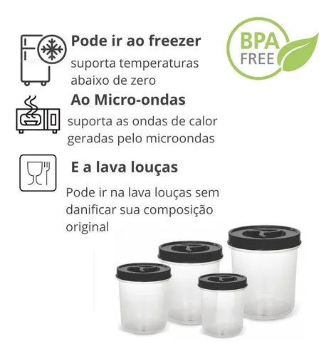 Vasilha Para Colocar Alimentos 04 Itens Transparente