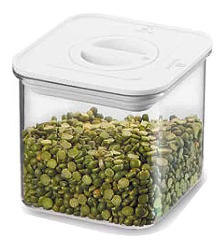 4 Potes Hermético Acrílico Quadrado 600 Ml Empilhável Trava