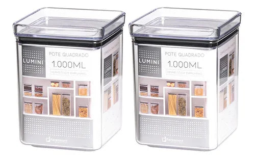 Conjunto 2 Potes Herméticos 1000ml Farinha Açucar Café Nf