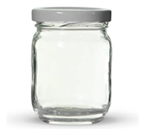 12 Potes De Vidro 200ml Com Tampas Metálicas E Lacres Cor Branco