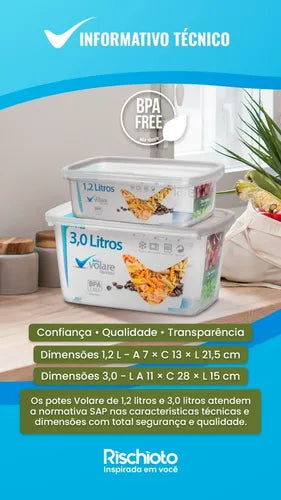 Kit 2 Potes 1,2 L E 3,0 L Volare Presídio Rischioto Sap