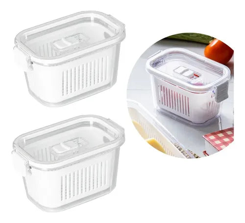 Kit 2 Potes Slim Hermético Multiuso Frutas Saladas 630 Ml