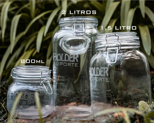 Pote Hermético De Vidro 1,5 L Holder Suporte - 1 Unid