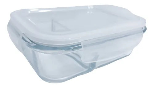 10 Potes Marmita Vidro Com Divisória E Tampa 1010ml Dieta