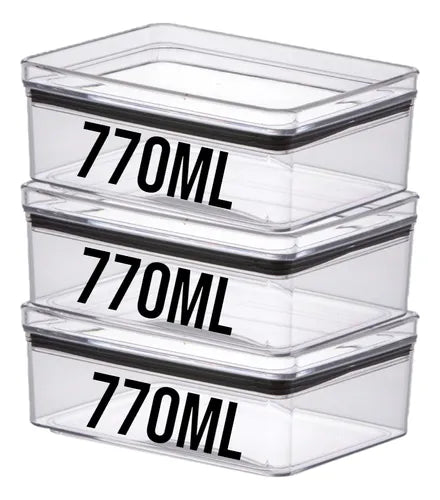 Pote, Porta-frios, Hermético, Lumini, 770ml Kit C/ 3 Unds Cor Cristal