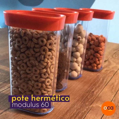 Kit Conjunto De 02 Potes Herméticos Mantimentos Acrílico 60