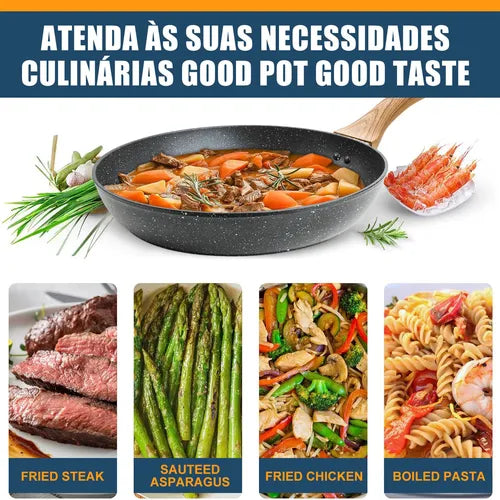 3 Jogo Frigideiras Antiaderente Sem Oleo Indução/gás