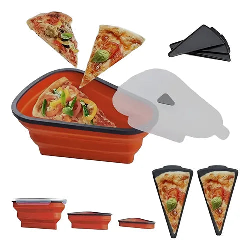 Pote Porta Pizza Em Silicone Retrátil Com Divisória 5 Fatias