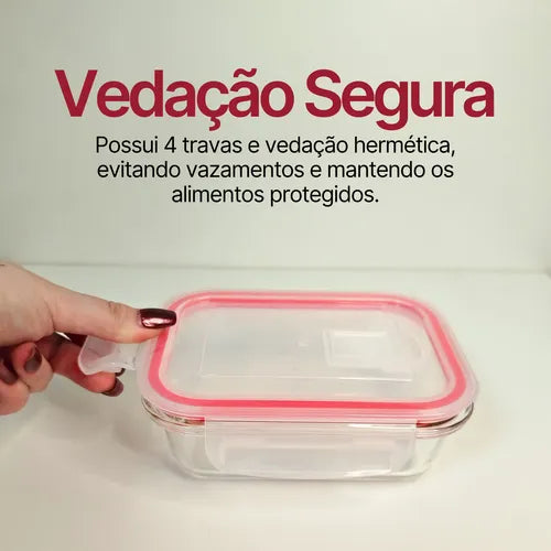 Kit 6 Potes Herméticos De Vidro 370ml C/ Tampa De Plástico