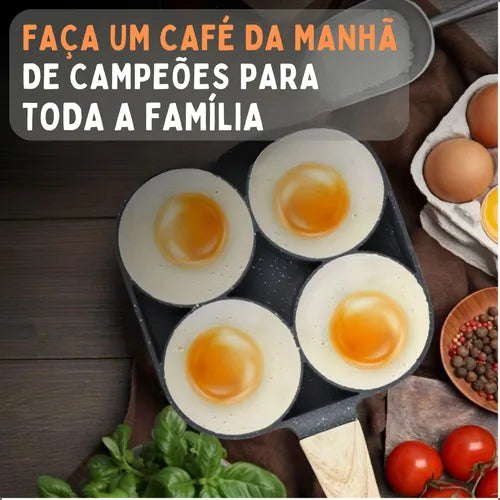 Frigideira Multiuso Antiaderente 4 Bocas Fritar Ovo Lanche Cor Preto