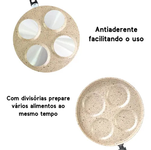 Frigideira 4 Em 1 Multiuso Com Divisórias Antiaderente Grill Cor Bege Stone