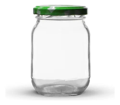 12 Potes Conserva 268ml Com Tampa Metálica E Lacre Cor Verde Xadrez