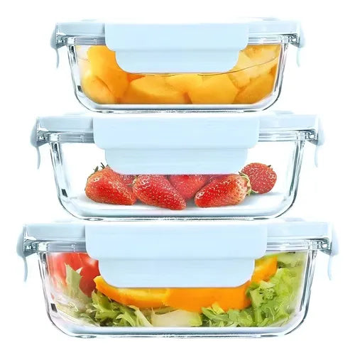 Conjunto De Potes De Vidro Hermético 3 Pçs
