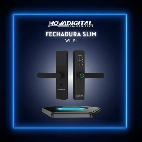 Fechadura Eletrônica Inteligente Wifi Novadigital Slim SL-SLIM Abertura Biometria Cartão Tag SenhaApp Compatível Tuya Smart Life Preta