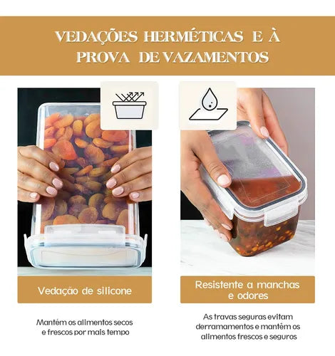 Potes Mantimentos Hermético Quadrado Cozinha 8 Peças