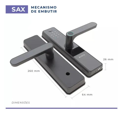 Fechadura Digital Sax De Embutir C/ Câmera Smart Wi-fi Elsys Preta