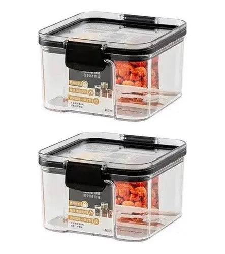 Kit 2 Potes Herméticos Porta Alimentos 460 Ml Tampa E Trava