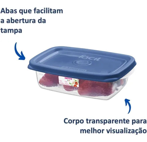 4 Pote Plástico 280ml Retangular Microondas Freezer Bpa Free