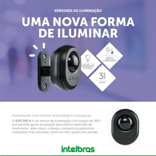 Interruptor Sensor Presença Iluminação Fotocélula Intelbras