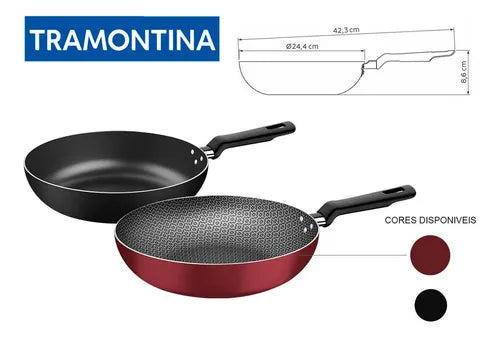 Frigideira Funda Antiaderente 24cm Loreto Tramontina - Cores Cor Vermelho e Cinza