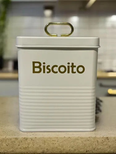 Pote De Lata Hermético Biscoitos Vintage 1 Litro