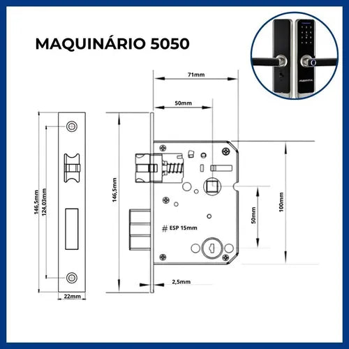 Fechadura Inteligente Wifi Biométrica Eletrônica Digital Touch NovaDigital SL06 Tuya Smart Life Preto Prata