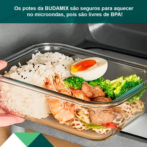 Kit 2 Potes De Vidro Hermético 1050ml Tampa 4 Travas Vedação