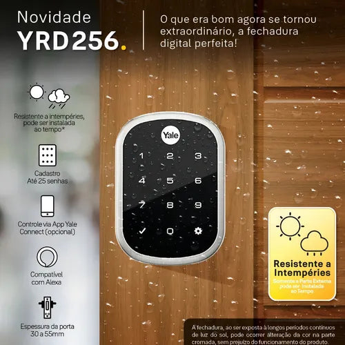 Fechadura Digital Eletrônica Yale Yrd 256 Rolete Com Senha