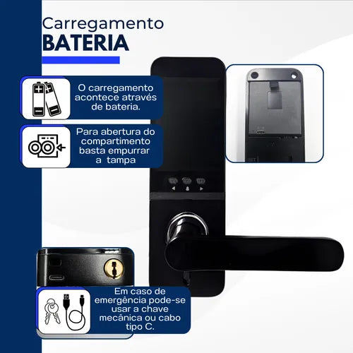 Fechadura Digital Biométrica Inteligente Touch Senha Câmera
